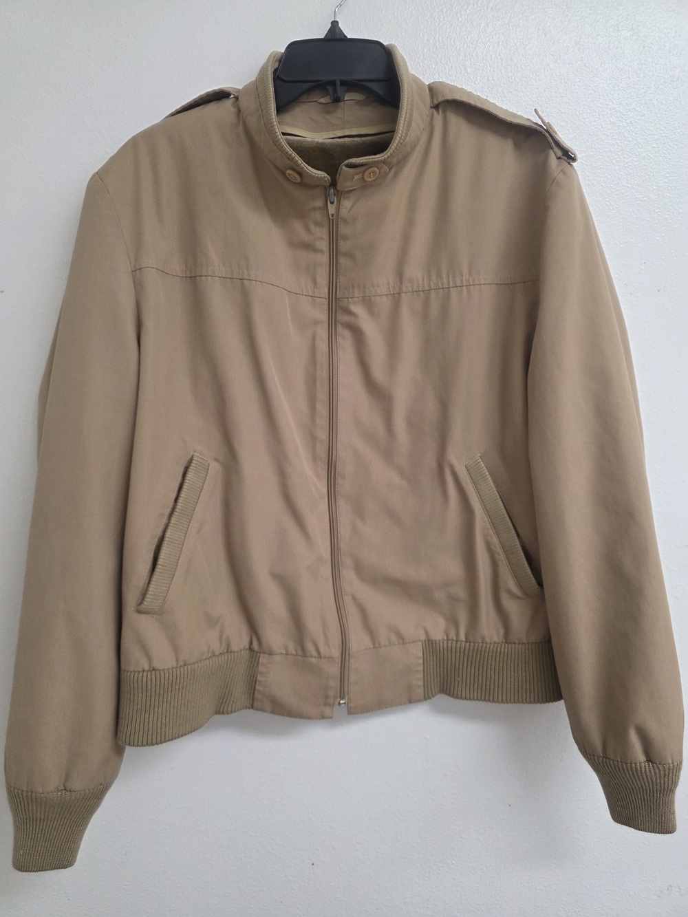 London Fog Tan Bomber Jacket with Ribbed Trim (0682)